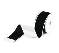 MAYREEL Velvet Ribbon Wired 2.5" (Black & White Green,10 Yards)