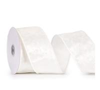 MAYREEL White Crushed Velvet Ribbon Wired 2.5 Inch Thick Wide Christmas Wired Edge Ribbon - 10 Yards
