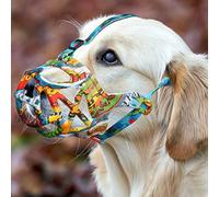 Mayrezon Dog Muzzle, Printed Basket Muzzle for Small Medium Large Dogs Dachshund, Beagle, German Shepherd, Breathable Pet Muzzles to Prevent Biting Chewing Scavenging, Allows Panting and Drinking