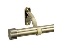 Mayrhyme 1-Inch Diameter Curtain Rod, Adjustable Rod Set with Premium Aluminum Brackets and Finials, Single Heavy-Duty Curtain Rods for Windows (Antique Bronze, 28-48")