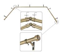 Mayrhyme Antique Bronze Bay Window Curtain Rods with Aluminum End Cap Finials and Brackets,Adjustable 36-72 Inch Center Rod for windows 24-68’’, 20-36 Inch Side Rods for windows 16-32’’