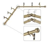 Mayrhyme Antique Bronze Corner Window Curtain Rods with Aluminum End Cap Finials and Brackets,1 Inch Diameter Bay Window Curtain Rods,2 Sided 32-86 Inch Adjustable Drapery Rod