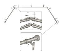 Mayrhyme Brushed Nickel Bay Window Curtain Rods with Aluminum End Cap Finials and Brackets, Adjustable 32-86 Inch Center Rod, 32-58 Inch Side Rods