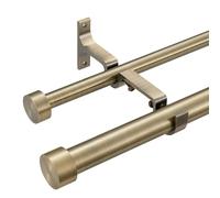 Mayrhyme Double Curtain Rods for Windows 36-72 Inches, 1'' Front and 5/8''Back Double Drapery Rods with Premium Aluminum Brackets and End Cap Finials, Adjustable Antique Bronze Dual Window Curtain Rod