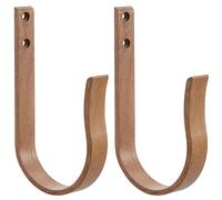 Mayrhyme Light Brown Wood Grain Curtain Holdbacks,Solid Aluminum Wall Mounted Curtain Tiebacks & Hooks,U Shape Curtain Holders,Elegant Curtain Pull Backs for Drapes, Curtains(2 Pack)