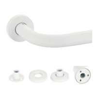 Mayrhyme Matte White Wrap Around Curtain Rod, 1 Inch Diameter, 28 to 86 Inch, Adjustable Blackout Curtain Rod with Zinc Alloy Double-Deck Finials and Aluminum Center Brackets