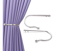Mayrhyme Mini Ball Curtain Holdbacks 2 Pack,Solid Zinc Alloy Wall Mounted Curtain Tiebacks & Hooks, Unique Shape Curtain Holders， Modern Curtain Pull Backs for Drapes, Curtains,Brushed Nickel