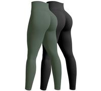 MAYROUND 2 Pack Seamless Scrunch Bums Gym Leggings for Women Mid-Waist Butt Lifting Yoga Trousers Sports Leggings Fitness Running Trousers