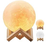 MAYROUND 7.9" Large 3D Moon Lamp, Full Moon Lamp Light,3D Printing Dimmable Modern Floor Lamp White/Warm Yellow Moon Night Light Lamp,Home Decorative Lamp