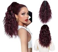 MAYSA Burgundy Ponytail Extensions Burgundy Ponytail Extensions with Claw Clip Ponytail Hairpiece Soft Synthetic Hair for Women 14 Inch