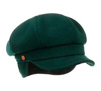 Mayser Camilla Newsboy Cap with Ear Flaps Women - Made in The EU Wool Winter Peak, Flaps, Lining, Lining Autumn-Winter - L (58-59 cm) Dark Green