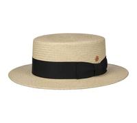 Mayser Gondolo Boater Panama Straw Hat Plain Grosgrain Ribbon with Bow Made in EU Unisex Spring Summer