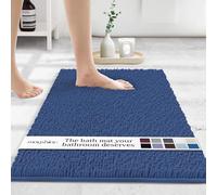 MAYSHINE Plush Shaggy Chenille Bath Mat | Extra Soft, Super Absorbent, Non-Slip Bathroom Rug | Fluffy Microfiber, Area Rug Sets for Bathroom Floor, Kitchen, Living Room | 39"x24" | Dark Blue