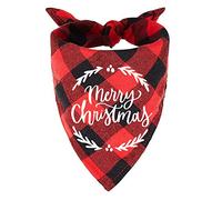 MaySunset Merry Christmas Red Plaid Pet Dog Cat Bandana Christmas Scarf for Pet Puppy Dog Birthday Christmas Party Accessories Decoration Gift