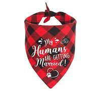 MaySunset My Humans are Getting Married, Red Plaid Dog Bandanas, Dog Engagement Announcement, Wedding Photo Props, Pet Scarf Accessories