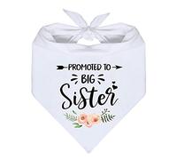 MaySunset Promoted to Big Sister White Flower Pattern Pet Dog Triangle Scarf Bandanas Bibs, Gender Revealing Photo Props Accessories, Pet Dog Lovers Gifts