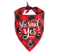 MaySunset She Said Yes Wedding Dog Bandanas Announcement, Bride Party Pet Dog Scarf Handkerchief, Wedding Dress Engagement Dog Gift