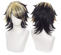 maysuwell Anime Wigs Cosplay Wig Black Golden Short Hair
