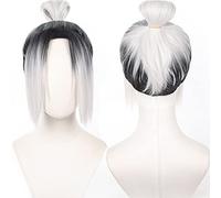 maysuwell Cosplay Wig Black White Gradient Short Costume Adult Hair for Men