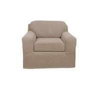 MAYTEX Pixel Ultra Soft Stretch Arm Furniture Cover, Sand Slipcover, 2-Piece Chair