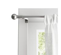 Maytex Twist and Shout Easy Install Tension Window Curtain Rod, No Tools Needed, 28" - 48", with Decorative Round Ball Finials, Brushed Nickel