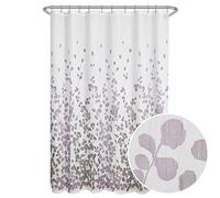 MAYTEX Zenna Home Sylvia Printed Faux Silk Fabric Shower Curtain, Machine Washable with Button Hole Header, Semi-Sheer Polyester Fabric Shower Curtain for Bathroom, 70 x 72 Inches, Floral Print
