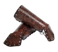 Mayting Medieval Viking Leather Bracers Wolf Head Fenrir Gauntlet LARP Knight Bracer Arm Guards Halloween Costume (C)