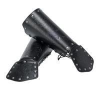 Mayting Medieval Viking Leather Bracers Wolf Head Fenrir Gauntlet LARP Knight Bracer Arm Guards Halloween Costume (D)