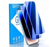 MAYtobe 2 Pack Privacy Screen Protector for iPhone 12 Pro Max, Tempered Glass Anti Spy Colorful Blue, Anti-Scratch, No Bubbles