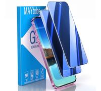 MAYtobe 2 Pack Privacy Screen Protector for iPhone 16, Tempered Glass Anti Spy Colorful Blue, Anti-Scratch, No Bubbles