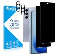 MAYtobe 2 Pack Privacy Screen Protector for Samsung Galaxy Z Fold 6 with 2 Pack Camera Lens Protector, Anti Spy Tempered Glass, Case Friendly, Anti-Scratch, Touch Sensitive, No Bubbles