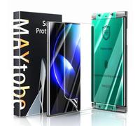 MAYtobe 2 Pack Screen Protector for Samsung Galaxy S23 Ultra, With Easy Installation Frame, Upgraded Version, 3D Curved Ceramic Film Not Glass, Fingerprint ID Compatible, No Bubbles, HD Clear