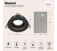 Maytoni Akron recessed light, adjustable, round, black