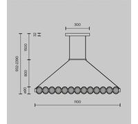 Maytoni AMULET LED hanging light, length 110 cm, gold-coloured, metal/glass