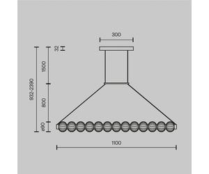 Maytoni AMULET LED hanging light, length 110 cm, gold-coloured, metal/glass