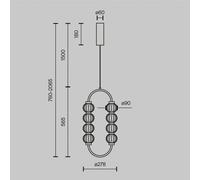 Maytoni AMULET LED pendant light, 28 x 57 cm, gold-coloured, metal/glass