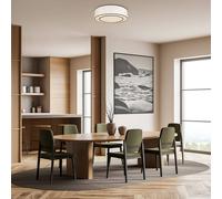 Maytoni Bergamo ceiling light, white/black, linen, Ø 52 cm