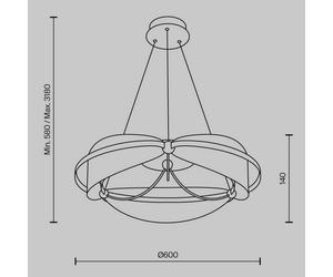 Maytoni Breeze LED hanging light, Ø 60 cm, brass/clear, acrylic