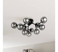 Maytoni ceiling light Dallas, black/smoke grey 12-bulb glass