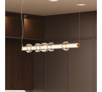 Maytoni Cosmo LED pendant light, brass, length 98 cm, glass