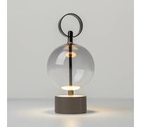 Maytoni DOUBLE MOON rechargeable LED table lamp, smoky grey, height 25 cm, glass