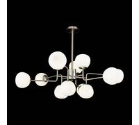 Maytoni Erich chandelier, nickel-coloured glass/metal, 12-bulb