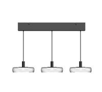 Maytoni FLOAT LED hanging light, clear/black, 3-bulb, 68 cm, glass/metal