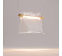 Maytoni glass pendant light Cabaret, brass/clear, length 25 cm