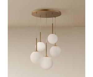 Maytoni hanging light Basic form, gold, Ø 58 cm 5-bulb, glass