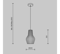 Maytoni hanging light Roots, Ø 20 cm, height 31 cm, wood/black