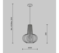 Maytoni hanging light Roots, Ø 25 cm, height 29 cm, wood/black