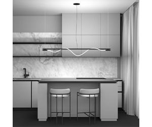 Maytoni LED hanging light ‘Tau’, gold-coloured, metal, 180 cm long