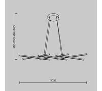 Maytoni LED pendant light Halo, brass-coloured, length 103.5 cm
