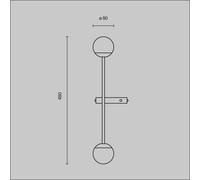 Maytoni LED wall light Touch, brass, height 48 cm, dimmable